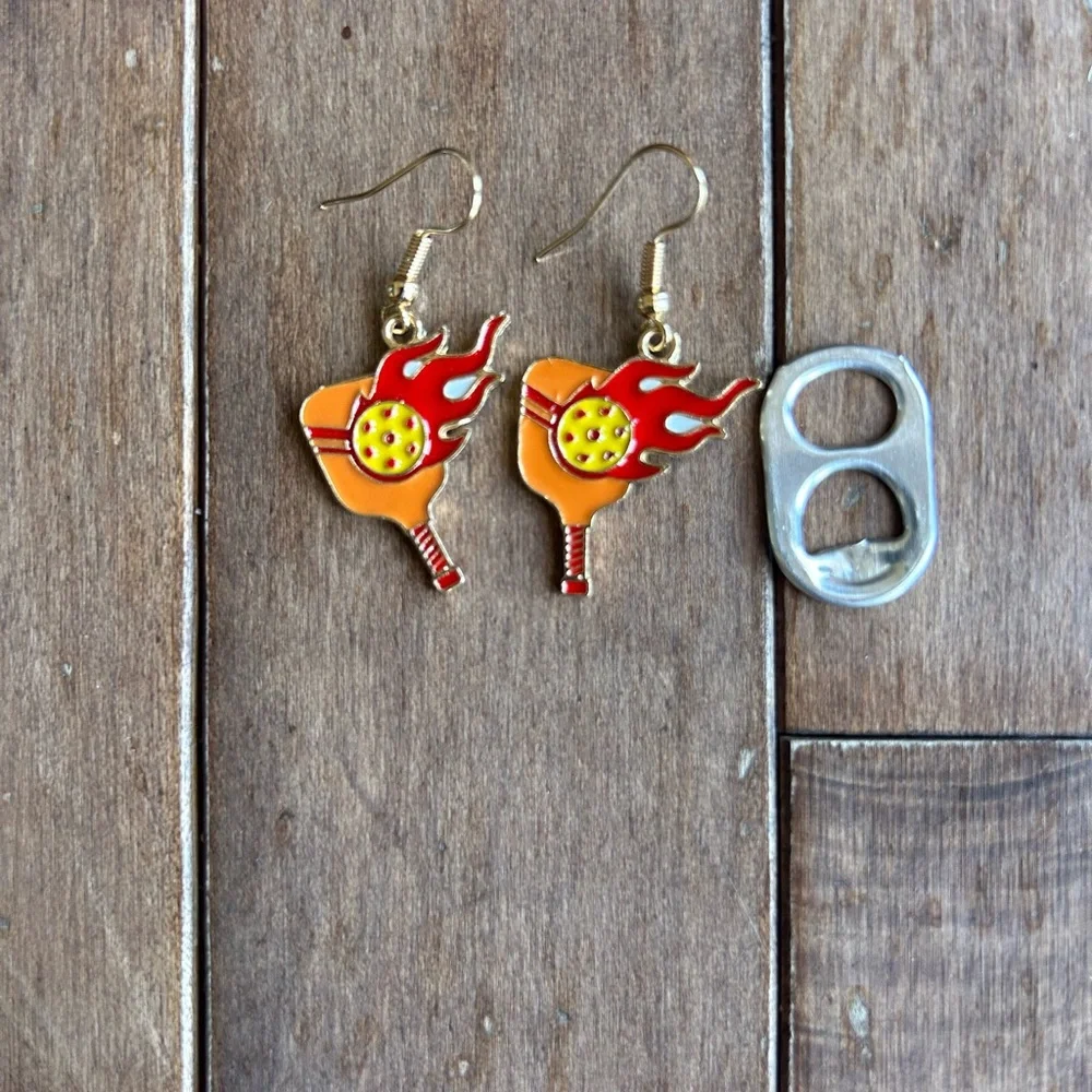 Pickleball Flaming Paddle Earrings